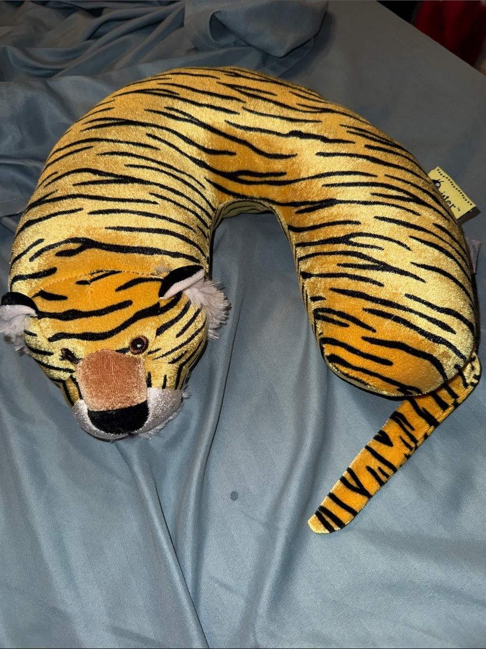 Tiger Print Neck Pillow - Yellow & Black Plush Travel Pillow critter piller kids